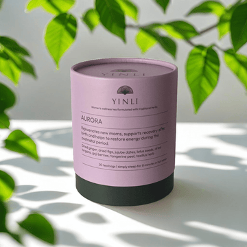 AURORA postpartum recovery herbal tea — TCM postnatal blend to restore energy after birth | Yinli Wellness UAE